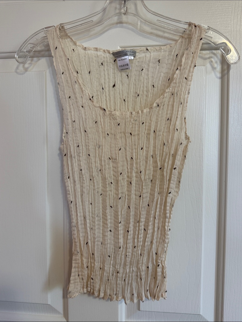 Light Cream Ruffled Lace-Trim Women’s Tank + Cardigan - Picture 4 of 8
